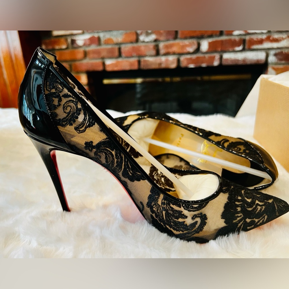 Authentic Black lace Christian Louboutins red bottom heels. Brand New. Size 39.5